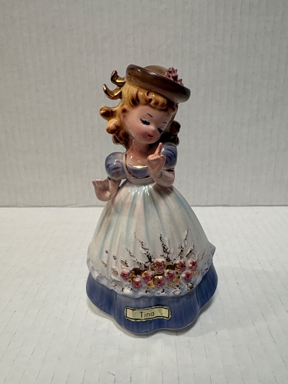 Josef original Tina Figurine Girl in Blue and Cream Dress